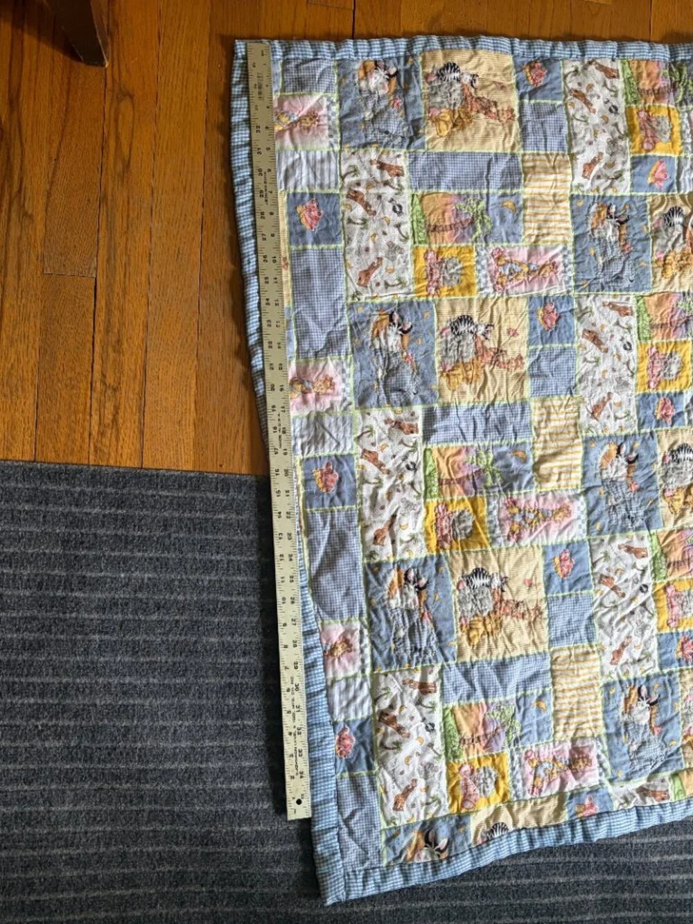 Baby Quilt Vintage Handmade Safari Theme Hand Stitched 39” x 49”